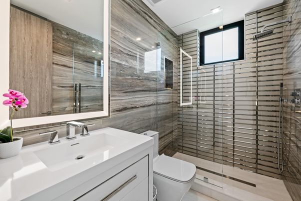 Bathroom, Glass Shower, Interior, Recessed Lighting