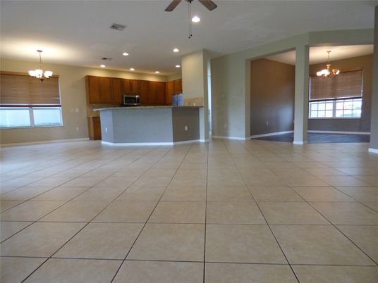 Chandelier, Empty room, Interior, Kitchen, Recessed Lighting
