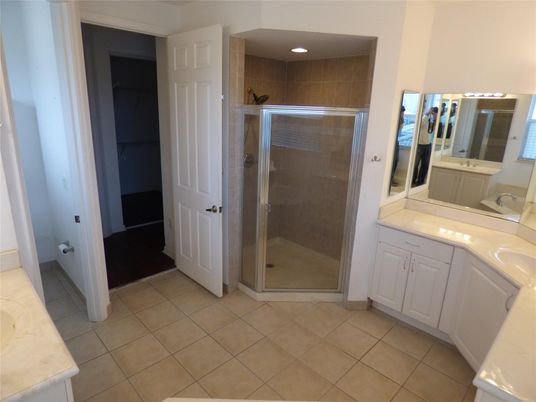 Bathroom, Dual Sink Vanities, Glass Shower, Interior, Recessed Lighting