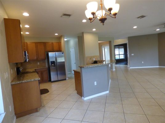 Chandelier, Interior, Kitchen, Recessed Lighting, Stainless Steel Appliances