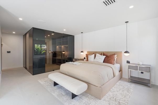 Bedroom, Interior, Pendant Lights, Recessed Lighting