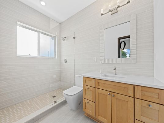 Bathroom, Glass Shower, Interior, Recessed Lighting