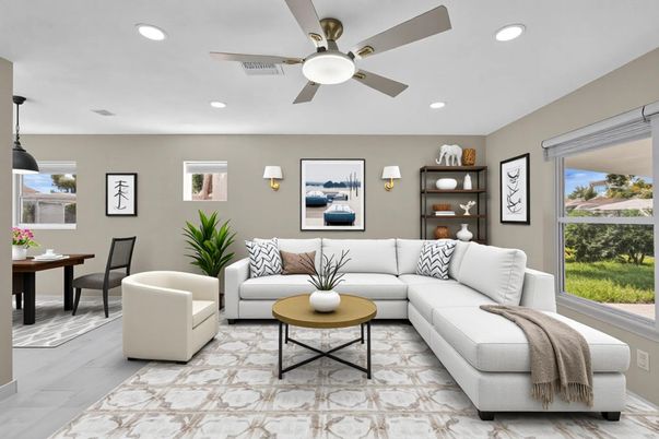 Dining room, Interior, Living room, Pendant Lights, Recessed Lighting