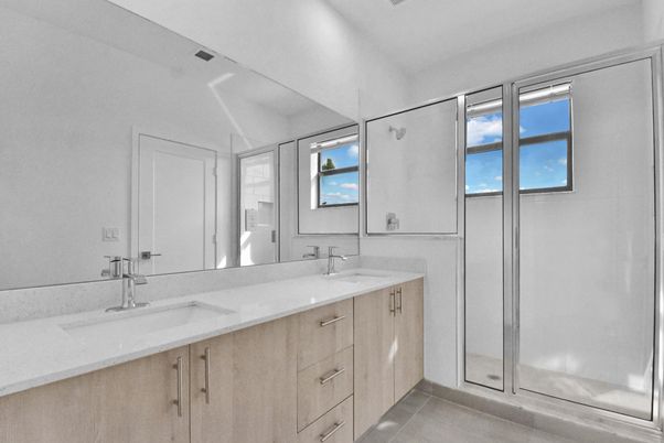 Bathroom, Dual Sink Vanities, Glass Shower, Interior