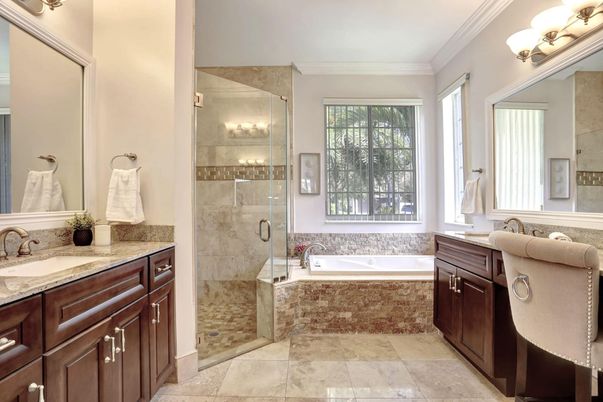Bathroom, Dual Sink Vanities, Glass Shower, Interior