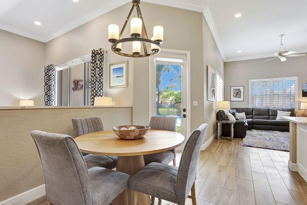 Chandelier, Dining room, Interior, Living room, Recessed Lighting, Wood Texture Flooring