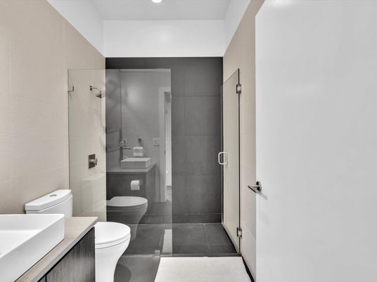 Bathroom, Glass Shower, Interior, Recessed Lighting