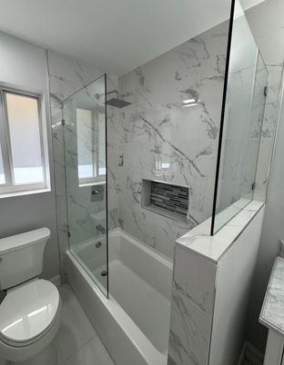 Bathroom, Glass Shower, Interior, Marble Walls