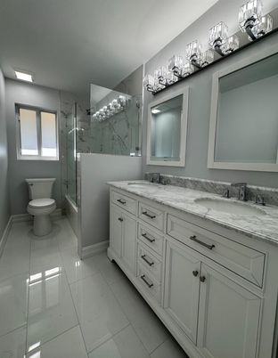 Bathroom, Dual Sink Vanities, Glass Shower, Interior, Marble Walls