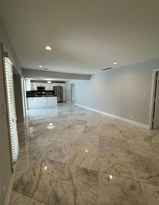 Empty room, Interior, Kitchen, Marble, Recessed Lighting