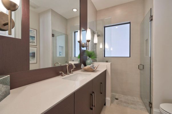Bathroom, Glass Shower, Interior, Recessed Lighting