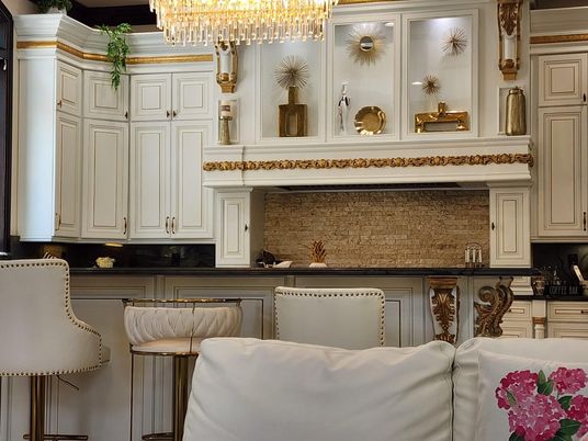 Chandelier, Interior, Kitchen, Stone Walls