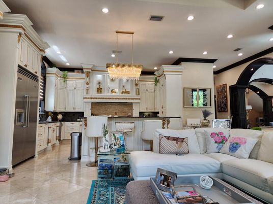 Chandelier, Interior, Kitchen, Living room, Recessed Lighting
