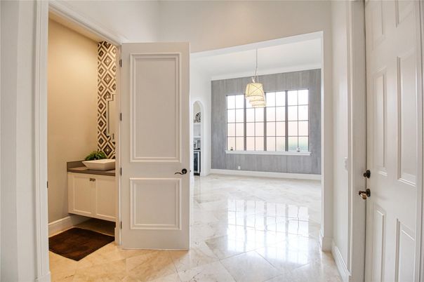 Bathroom, Interior, Marble, Pendant Lights