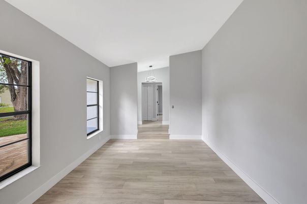 Empty room, Interior, Pendant Lights, Wood Texture Flooring
