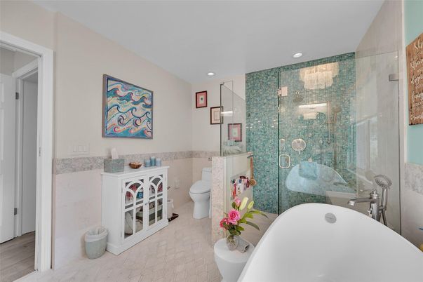 Bathroom, Glass Shower, Interior, Recessed Lighting