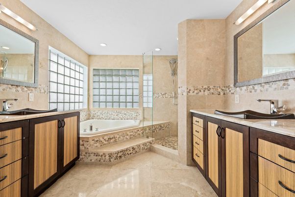 Bathroom, Glass Shower, Interior, Recessed Lighting