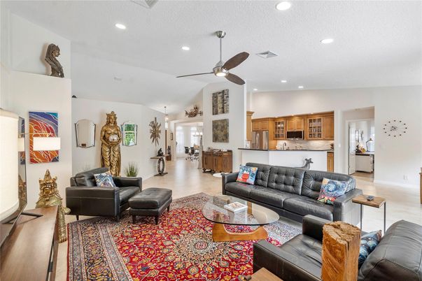 Dining room, Interior, Kitchen, Living room, Pendant Lights, Recessed Lighting, Wood Texture Flooring