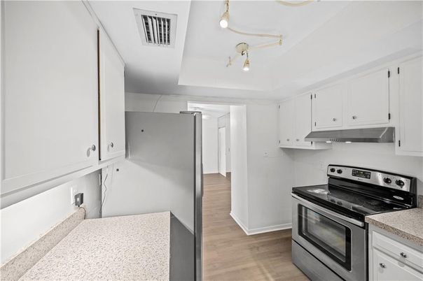 Interior, Kitchen, Stainless Steel Appliances, Wood Texture Flooring