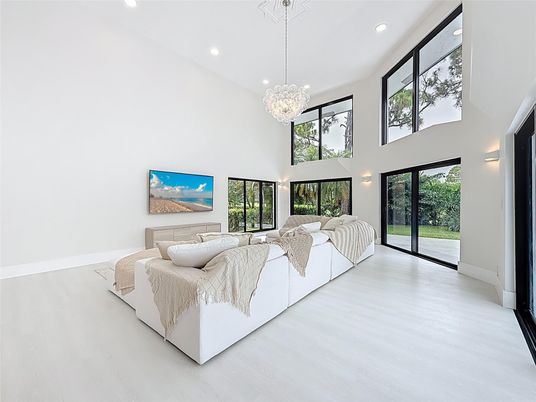 Bedroom, Chandelier, Interior, Pendant Lights, Recessed Lighting, Wood Texture Flooring