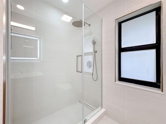 Bathroom, Glass Shower, Interior, Recessed Lighting