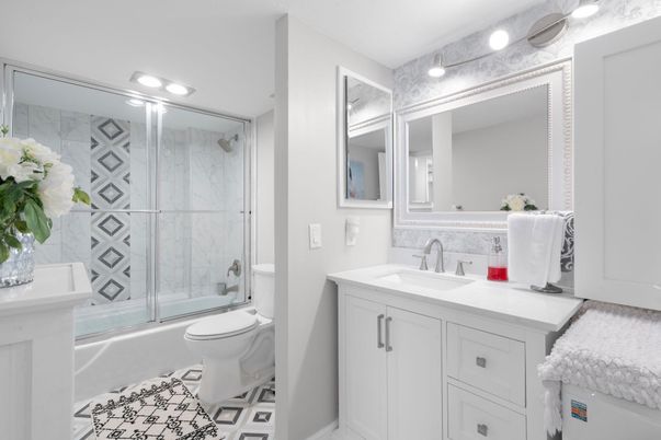 Bathroom, Glass Shower, Interior, Marble Walls, Recessed Lighting