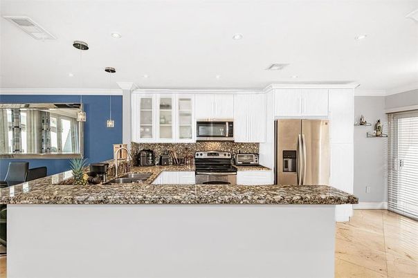 Interior, Kitchen, Pendant Lights, Recessed Lighting, Stainless Steel Appliances