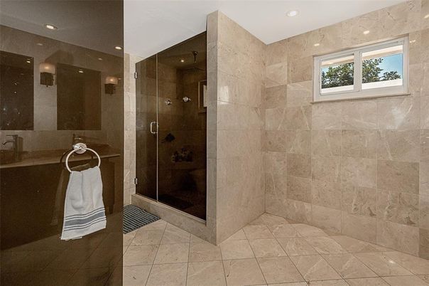 Bathroom, Glass Shower, Interior, Recessed Lighting