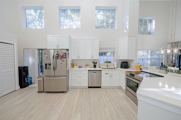 Interior, Kitchen, Stainless Steel Appliances, Wood Texture Flooring