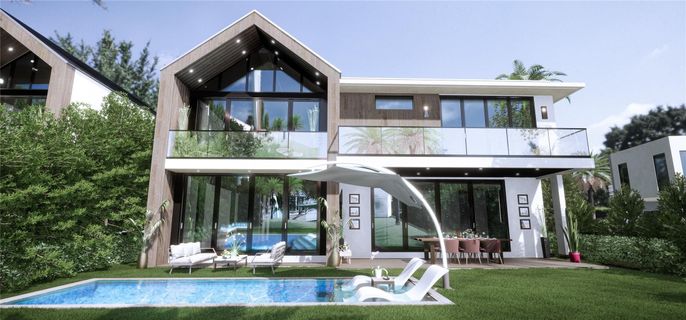 Exterior, Facade, Pool, Modern