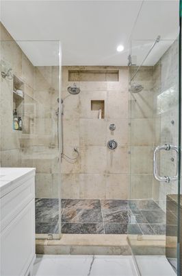 Bathroom, Glass Shower, Interior, Recessed Lighting