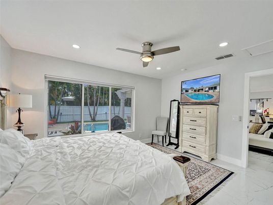 Bedroom, Interior, Marble, Recessed Lighting