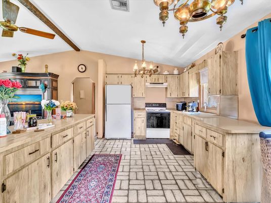 Chandelier, Interior, Kitchen, Wooden Beams