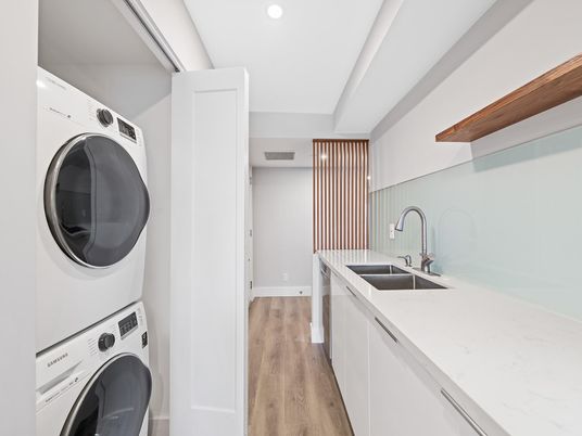 Interior, Recessed Lighting, Utility Closets, Washer, Wood Texture Flooring