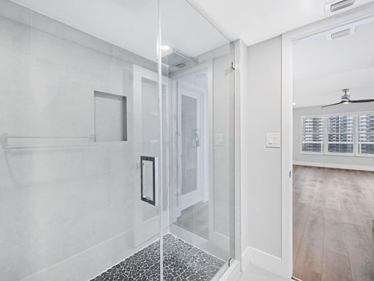 Bathroom, Interior, Recessed Lighting, Wood Texture Flooring