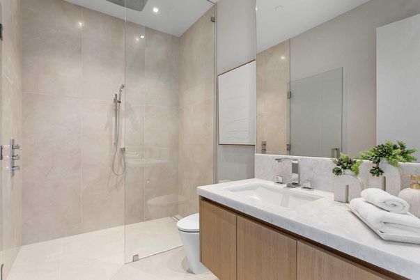Bathroom, Glass Shower, Interior, Recessed Lighting