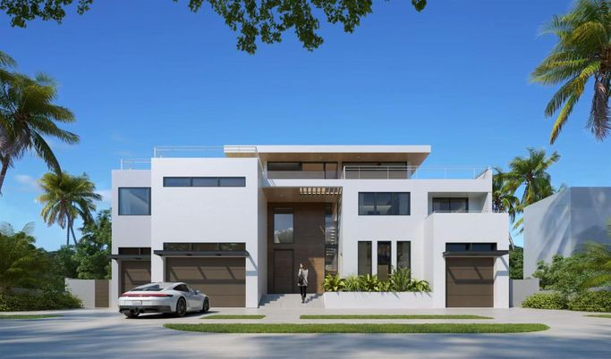Attached, Exterior, Facade, Modern