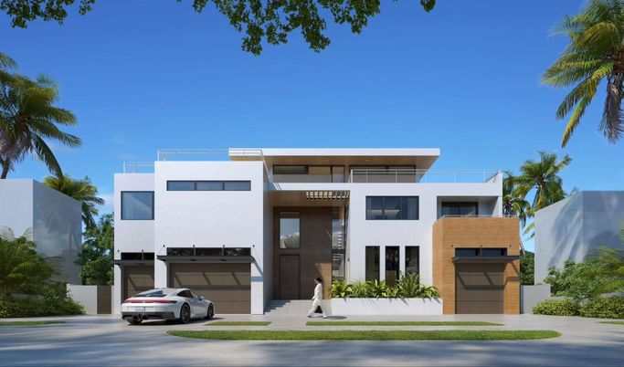 Attached, Exterior, Facade, Modern