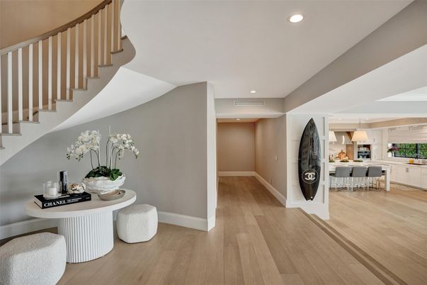 Dining room, Interior, Pendant Lights, Recessed Lighting, Wood Texture Flooring