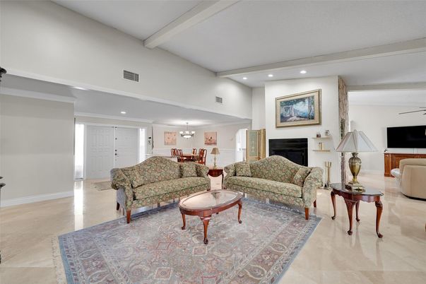 Dining room, Fireplace, Interior, Living room, Recessed Lighting