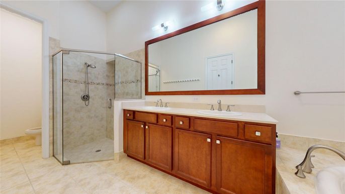Bathroom, Dual Sink Vanities, Glass Shower, Interior