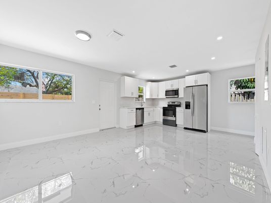Interior, Kitchen, Marble, Recessed Lighting, Stainless Steel Appliances