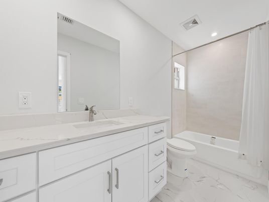 Bathroom, Interior, Marble, Recessed Lighting
