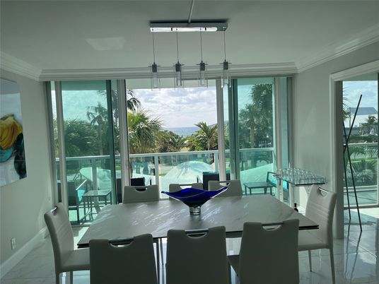Dining room, Interior, Marble, Pendant Lights, Water