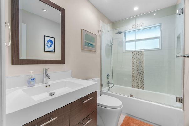 Bathroom, Glass Shower, Interior, Recessed Lighting