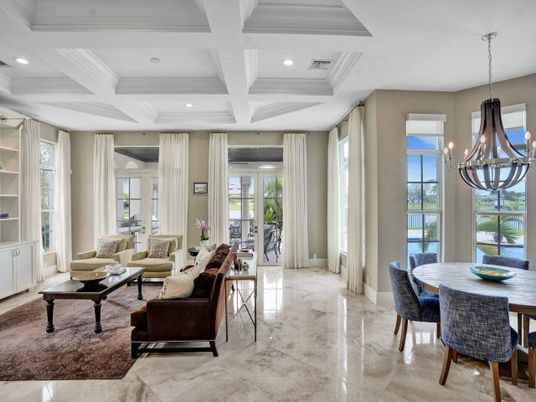 Chandelier, Dining room, Interior, Living room, Recessed Lighting
