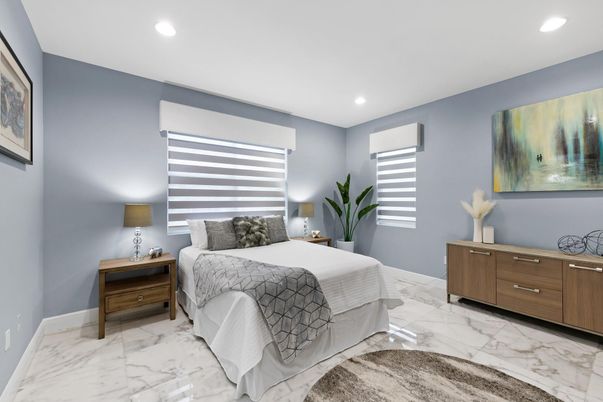 Bedroom, Interior, Marble, Recessed Lighting
