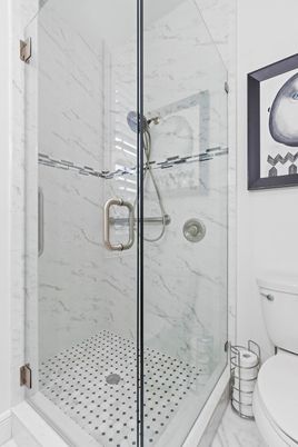 Bathroom, Glass Shower, Interior, Marble Walls