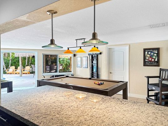 Billiard Table, Game Room, Interior, Pendant Lights