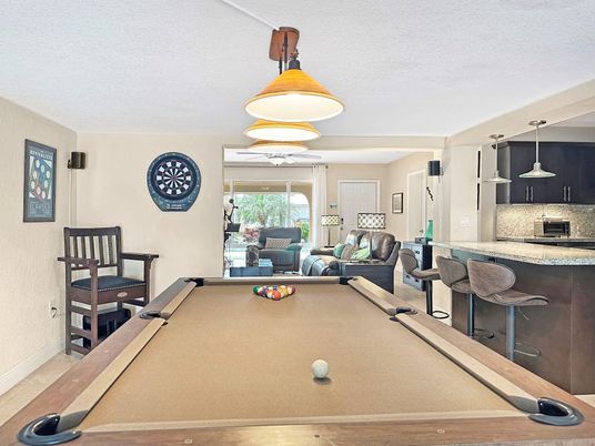 Billiard Table, Game Room, Interior, Pendant Lights